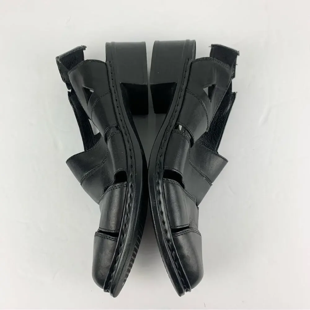 Rieker Black Leather Slingback Elastic Fisherman Sandals 39
